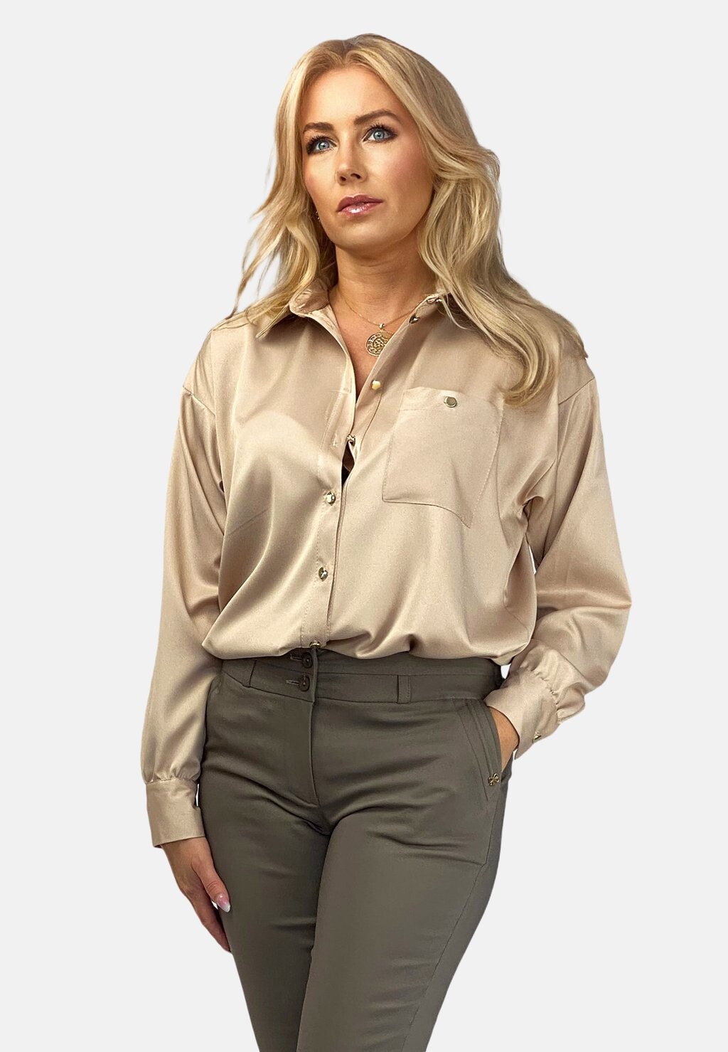 

Блузка на пуговицах REGINA FASHION, бежевый