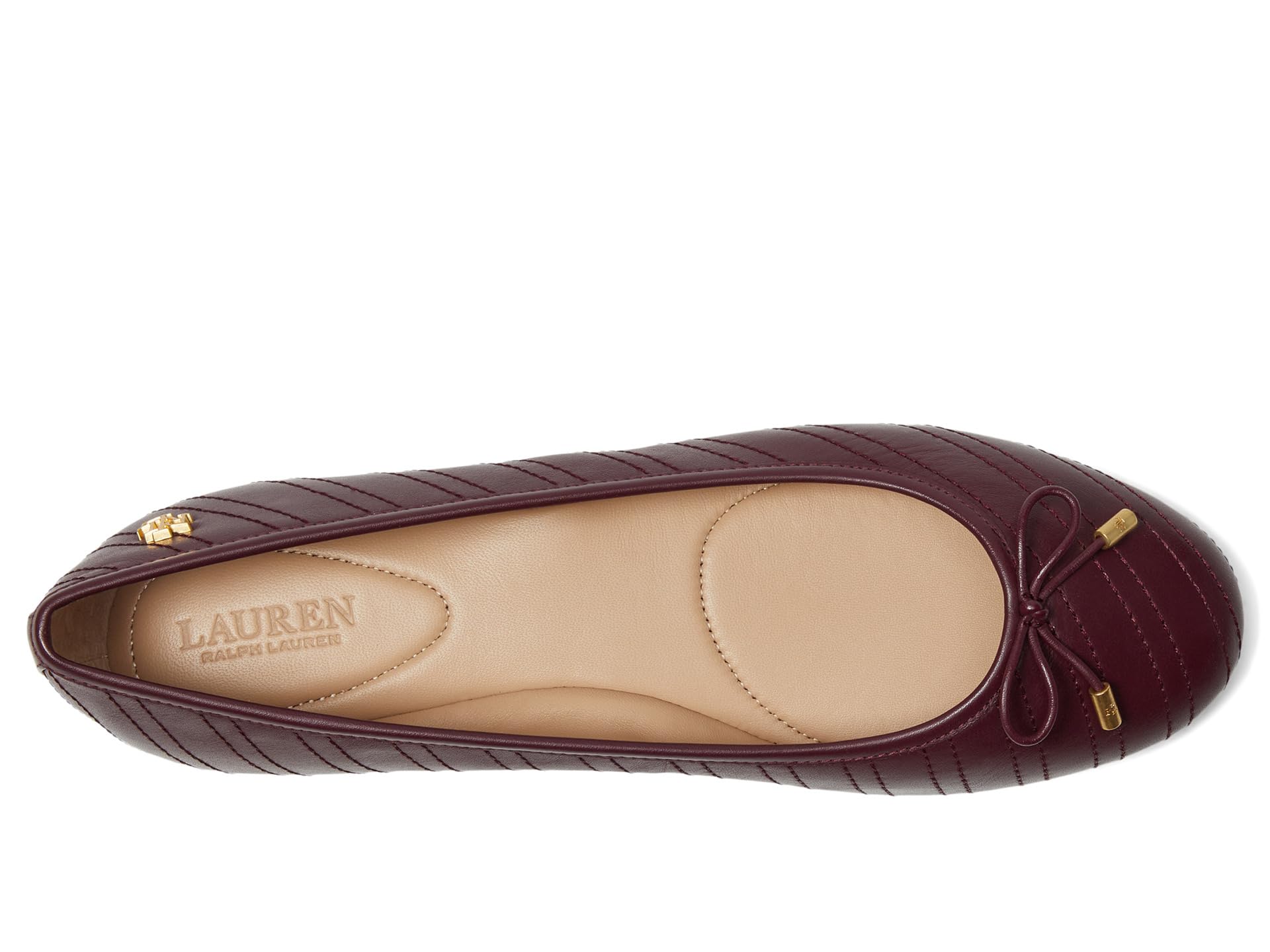 Балетки Lauren Ralph Lauren Jayna Stitched Leather Flat, Pinot Noir/Pinot Noir — фото 2