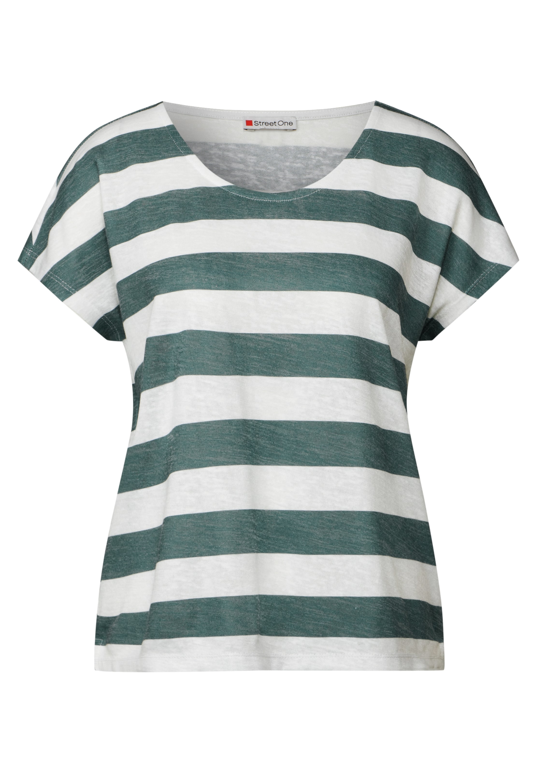 

STREET ONE Футболка в зеленом и белом цветах