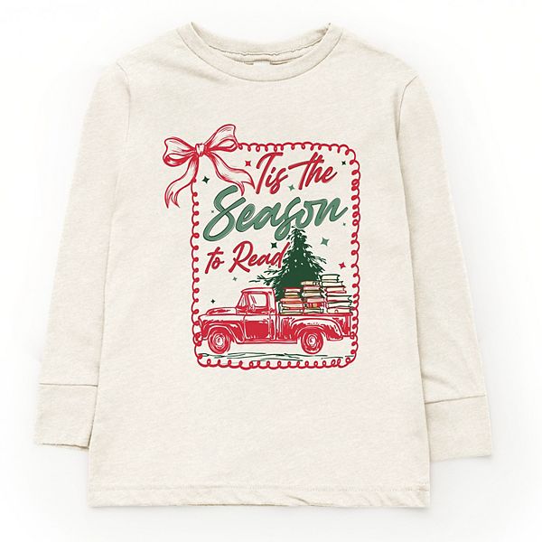 

Футболка с принтом "Tis the season to read red truck" The Juniper Shop, Natural