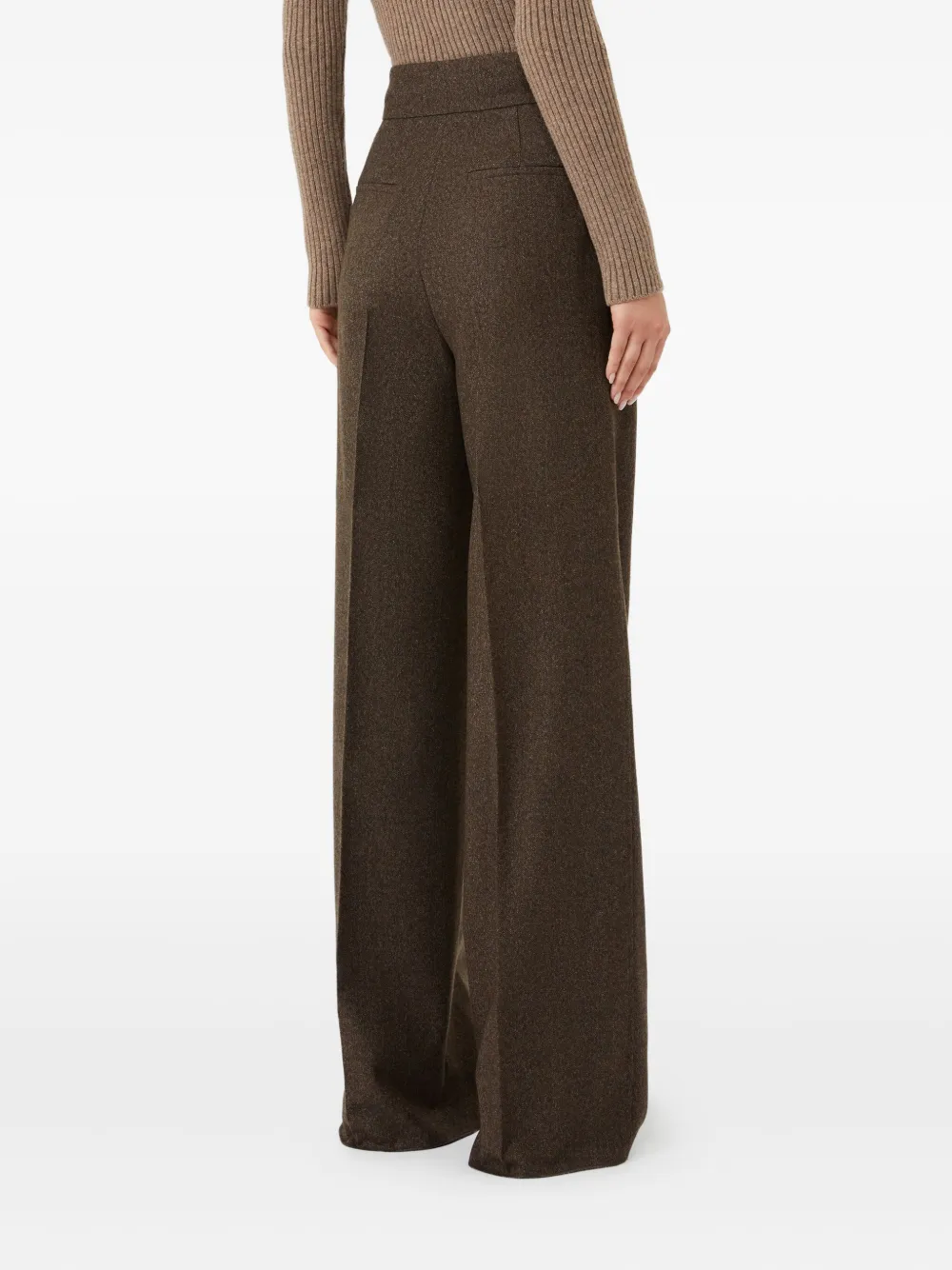 Плиссированные брюки широкого кроя Max Mara, коричневый — фото 3