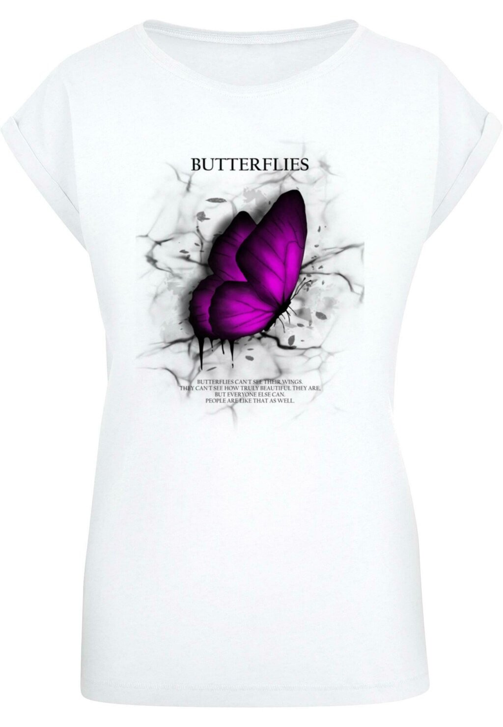 

Футболка с принтом BUTTERFLIES EXTENDED SHOULDER Merchcode, белый