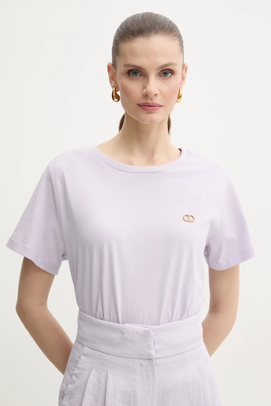 

Хлопковая футболка Twinset, фиолетовый