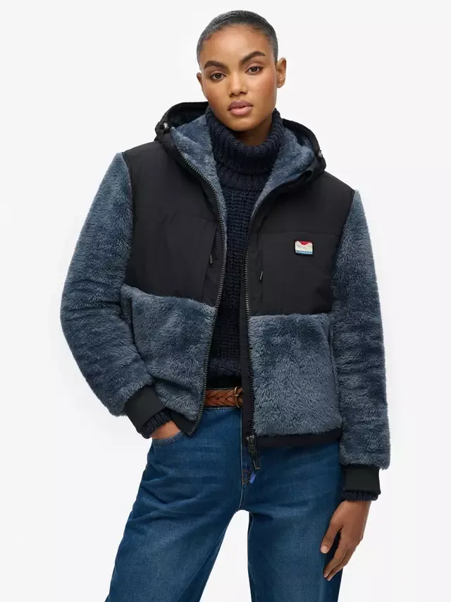 Сверхмягкая гибридная куртка на молнии, цвет Эбеновое дерево Superdry