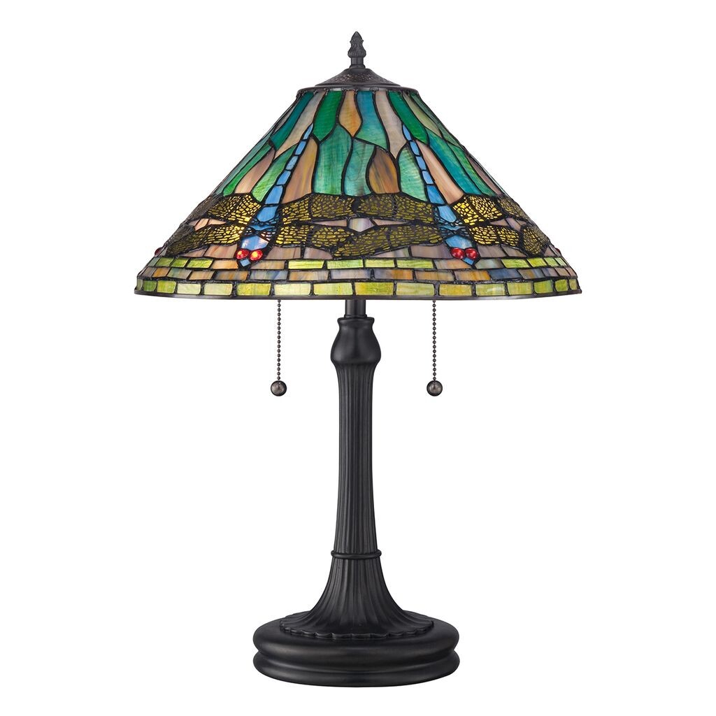 

Лампа King, винтажная бронза и стекло Тиффани. Elstead Lighting
