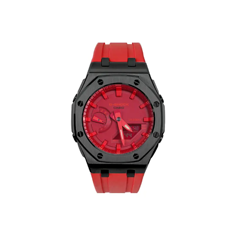 

CASIO Часы Unisex Liquid Crystal/Analog Dual Display Series 44mm Red Watch, Red Dial Black Case Red Strap