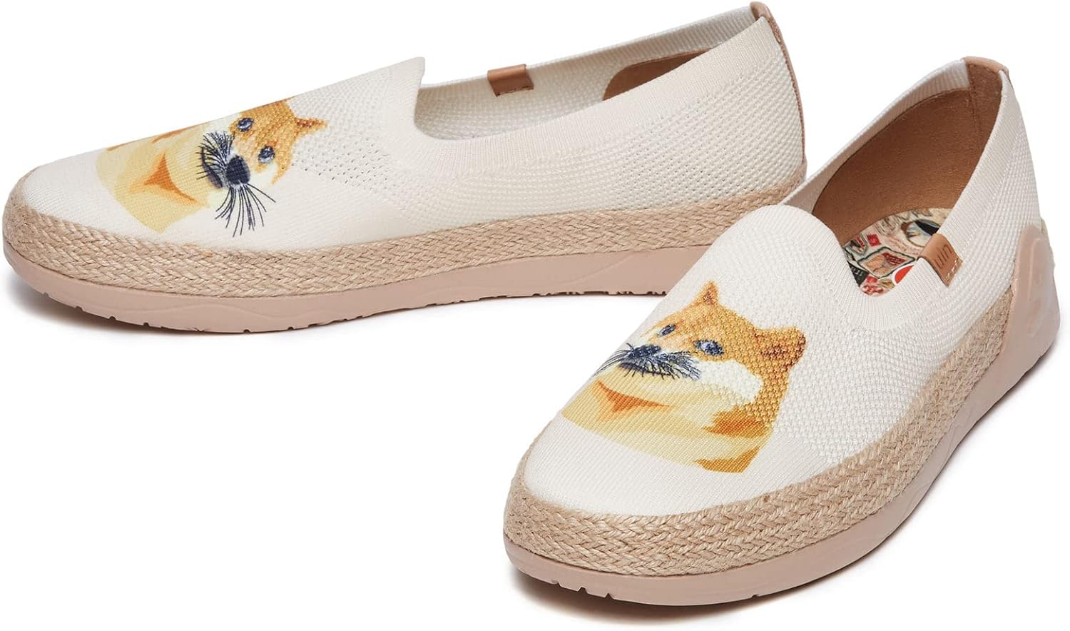 Мужские эспадрильи UIN Slip Ons- легкие прогулочные повседневные лоферы, удобные, с ручной росписью, серия Marbella, Marbellaⅱ-hi Shiba Inu — фото 4