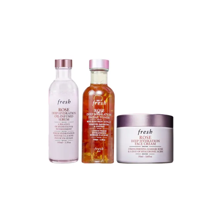 

FULEISHI сыворотка с двойным экстрактом розы набор для ухода за кожей успокаивающий подтягивающий комплект из трёх предметов Fresh, Three-Piece Set: 100ml розовый Hydrating Serum+100ml розовый Moisturizing Lotion+50ml розовый Hydrating Cream