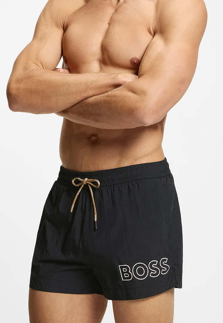 Плавки, с логотипом, BOSS Bodywear, черный
