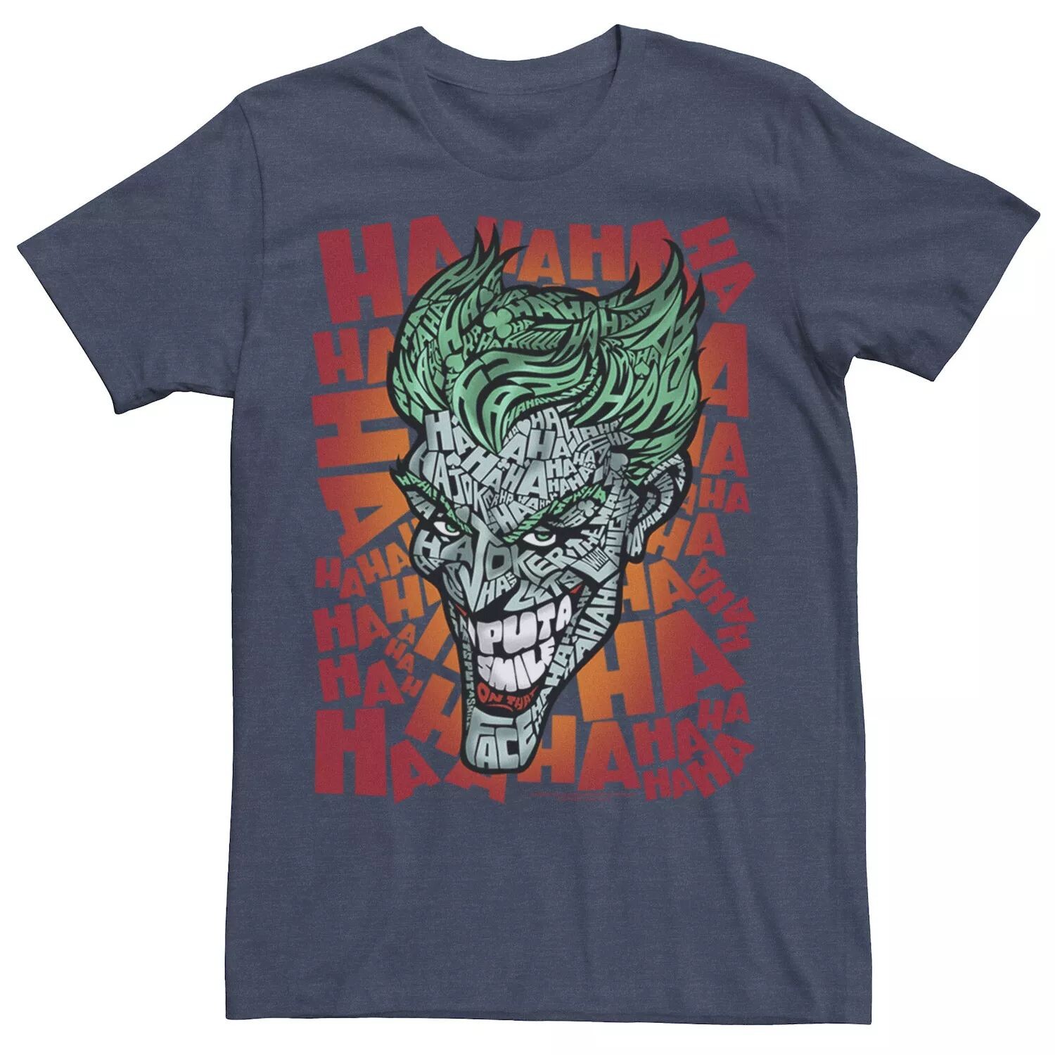 

Мужская футболка The Joker с текстовым наполнением и большим лицом DC Comics
