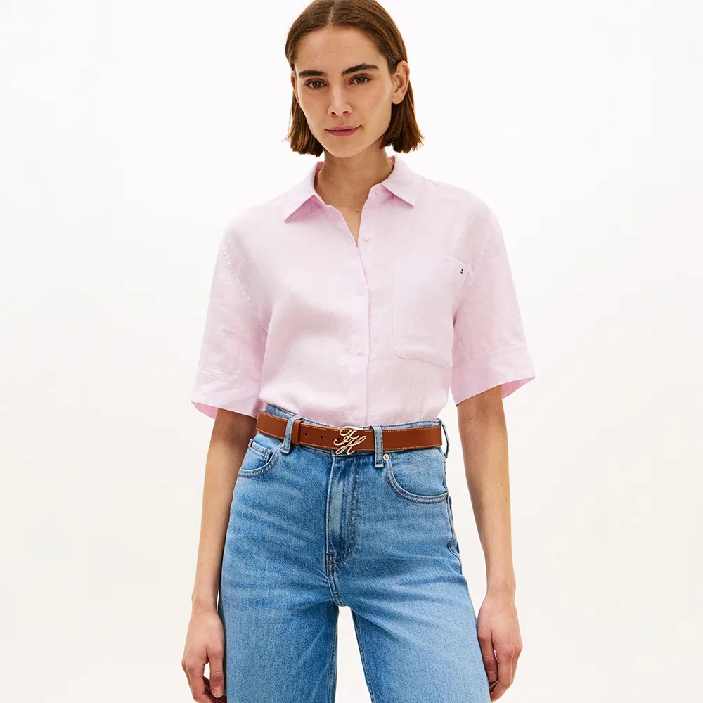 Женская льняная рубашка Essential светло-розовая от Tommy Hilfiger Women