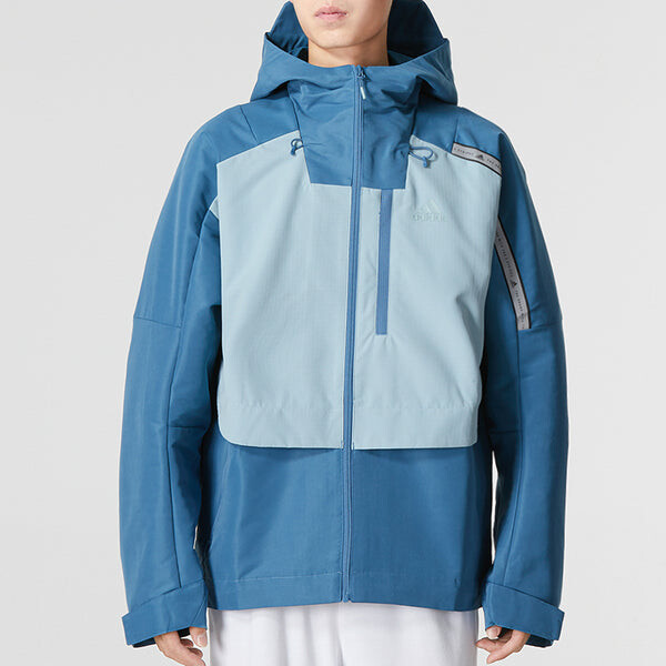 Куртка Men's adidas Th Protek Wvjkt Colorblock Stripe Athleisure Casual Sports Hooded Jacket Blue, синий — фото 3