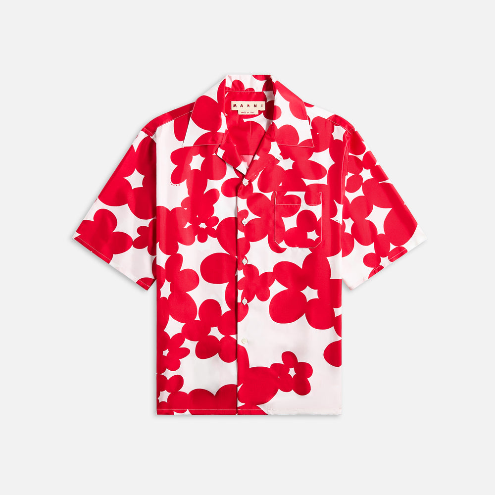 

Рубашка Marni Dillies Silk Camp Shirt, цвет Crimson