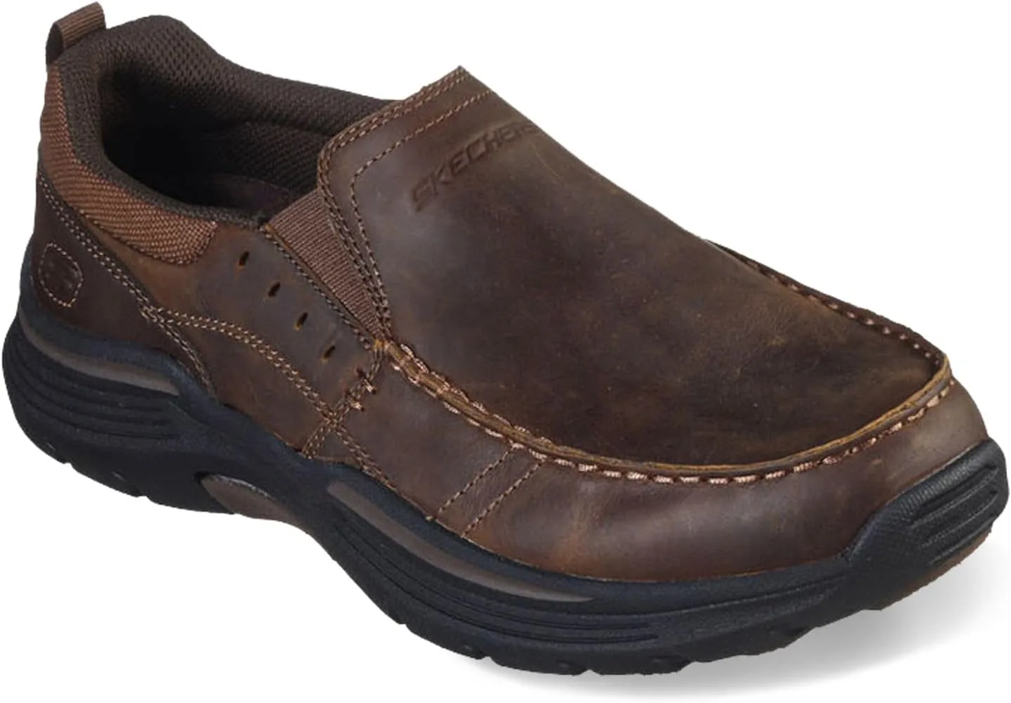 Мужские кожаные лоферы Skechers, темно-коричневый — фото 2
