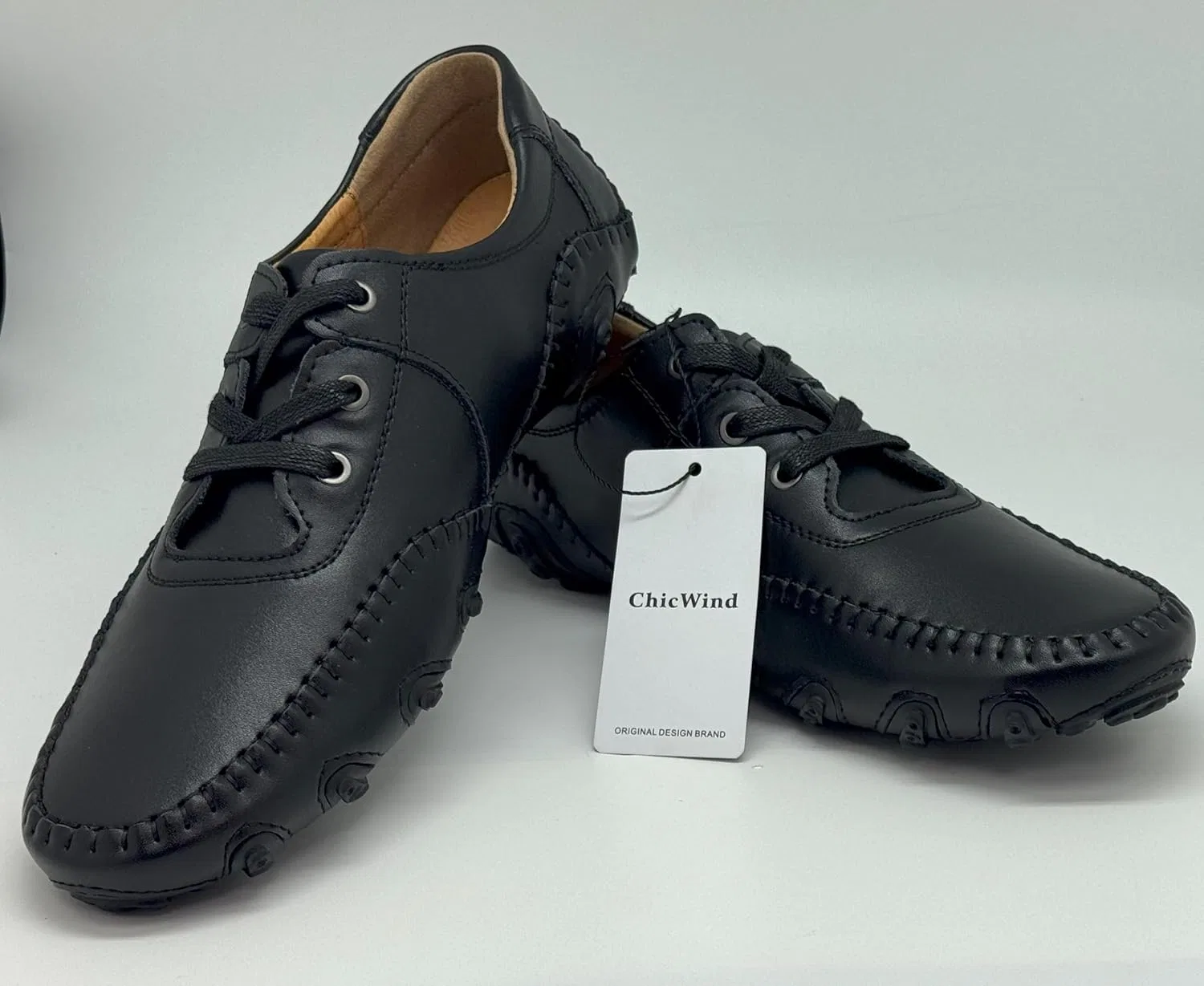 Мокасины кожаные ChicWind Men's Comfy Driving Car, черный — фото 4