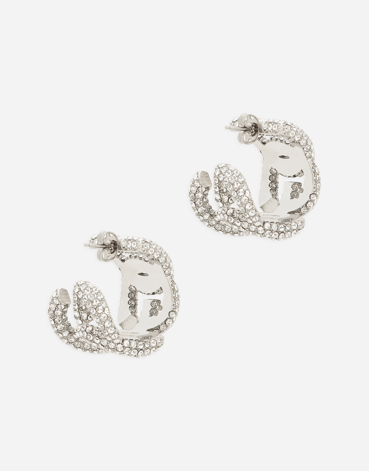 Серьги с кристаллами и логотипом dg Dolce & Gabbana, серебряный — фото 3