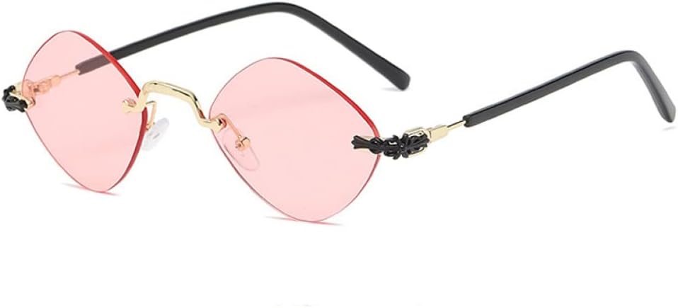 

Маленькие солнцезащитные очки без оправы в стиле стимпанк для женщин и мужчин, ромбовидные солнцезащитные очки в стиле ретро для путешествий с защитой от УФ-излучения UV400 generic, C03a Pink