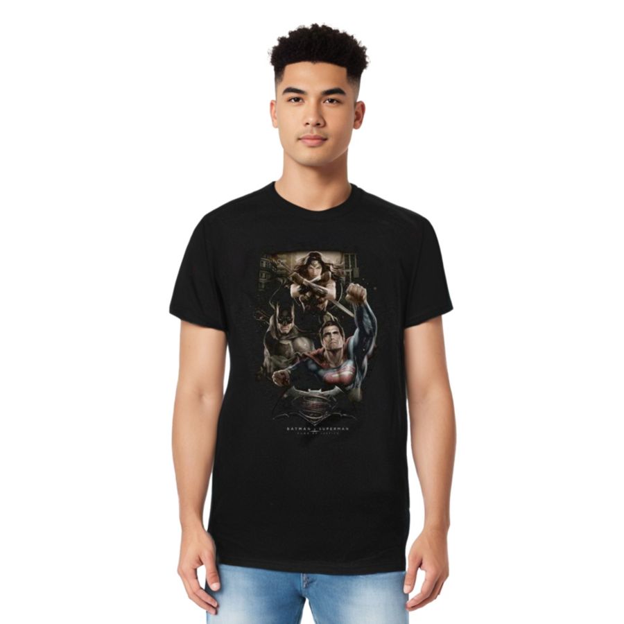 

Мужская футболка с коротким рукавом "Three In Action" для взрослых Batman V Superman, Black, Черный, Мужская футболка с коротким рукавом "Three In Action" для взрослых Batman V Superman, Black