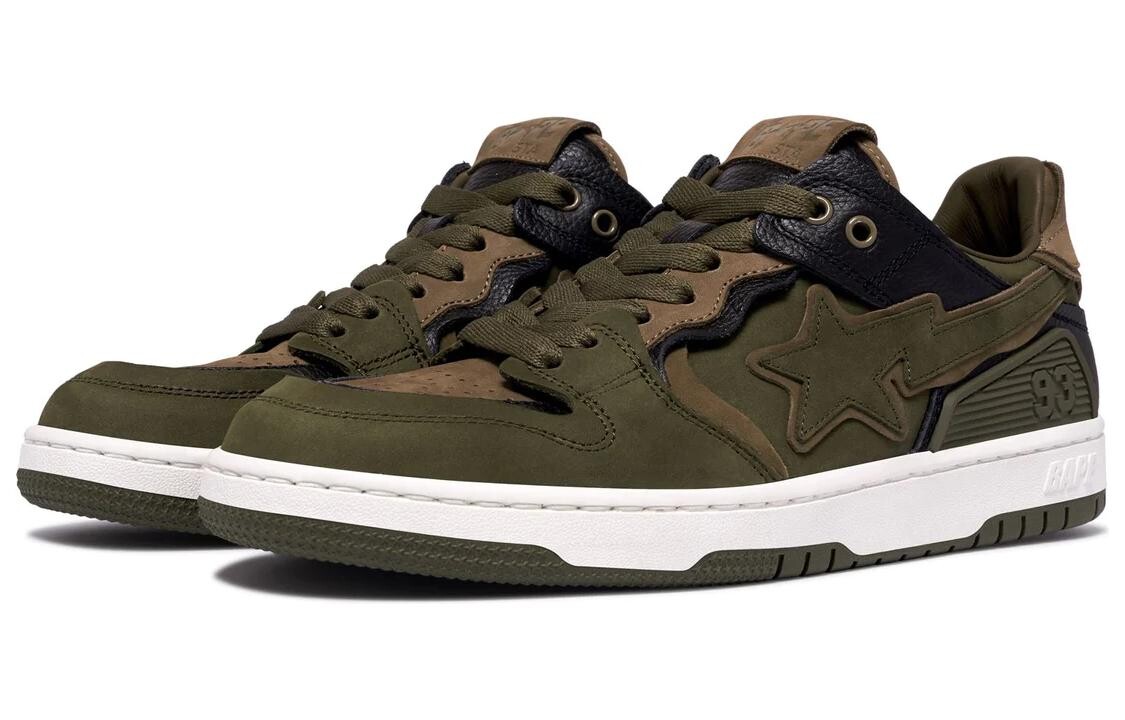 Кроссовки A BATHING APE SK8 Skateboarding Shoes Men Low-top, хаки — фото 3