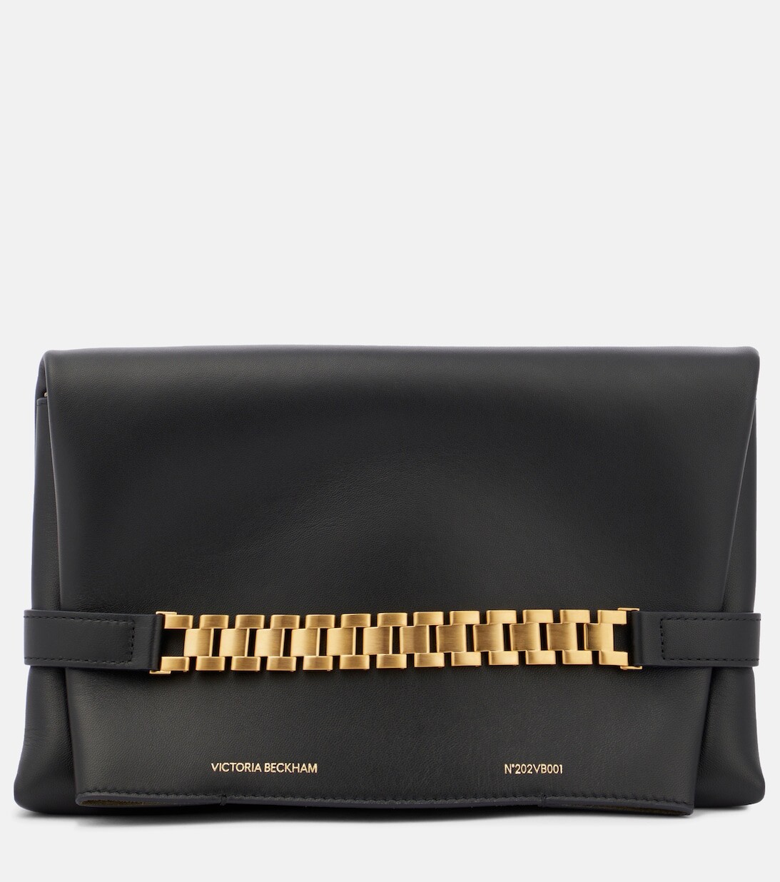 

Кожаный клатч с цепочкой Victoria Beckham, черный