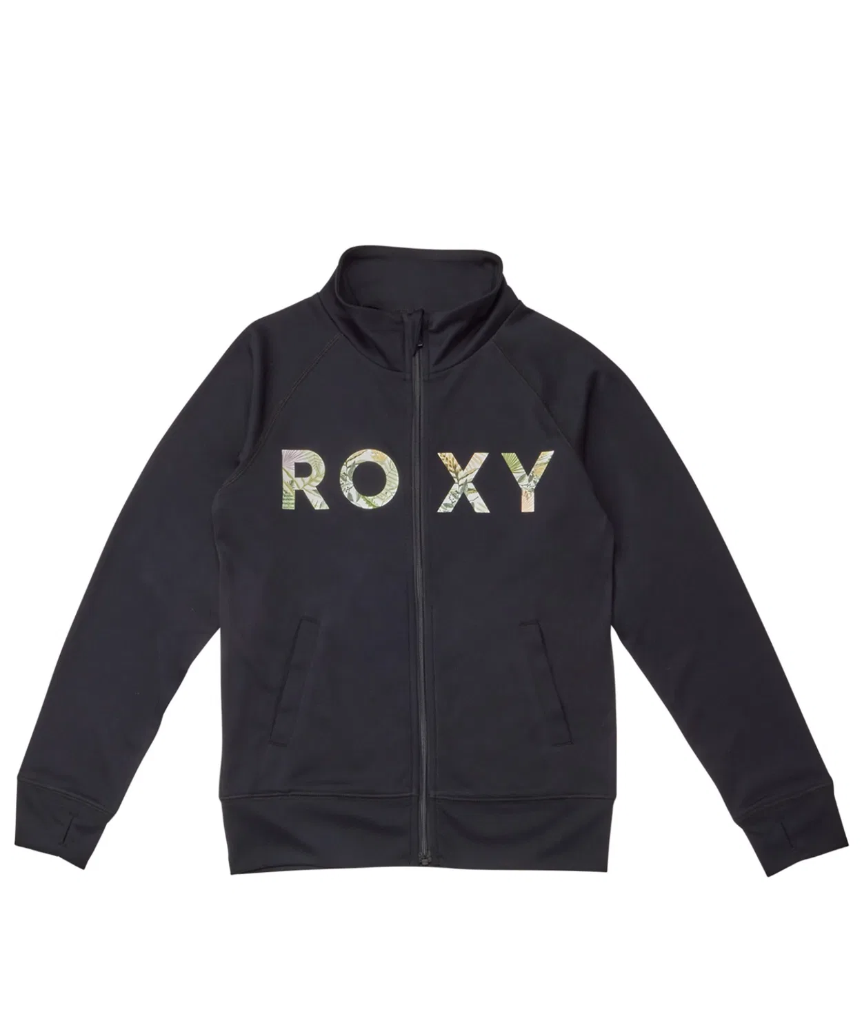 Рашгард детский на молнии Roxy Simply Botanica с принтом, черный