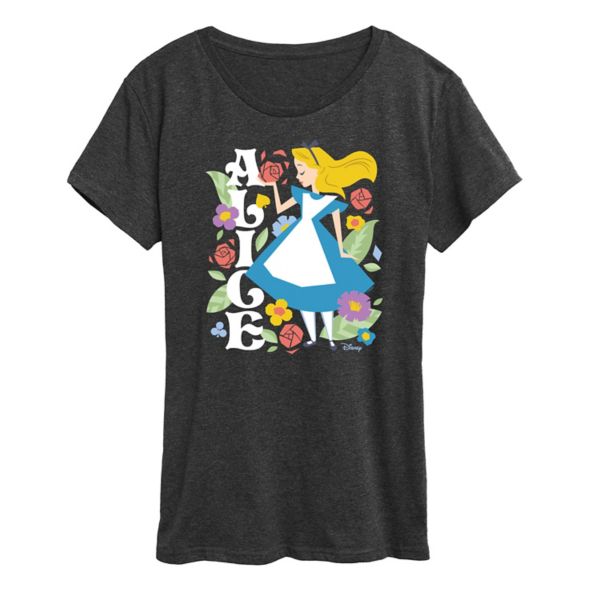 

Футболка женская с ботаническим принтом Alice in Wonderland Disney, серый