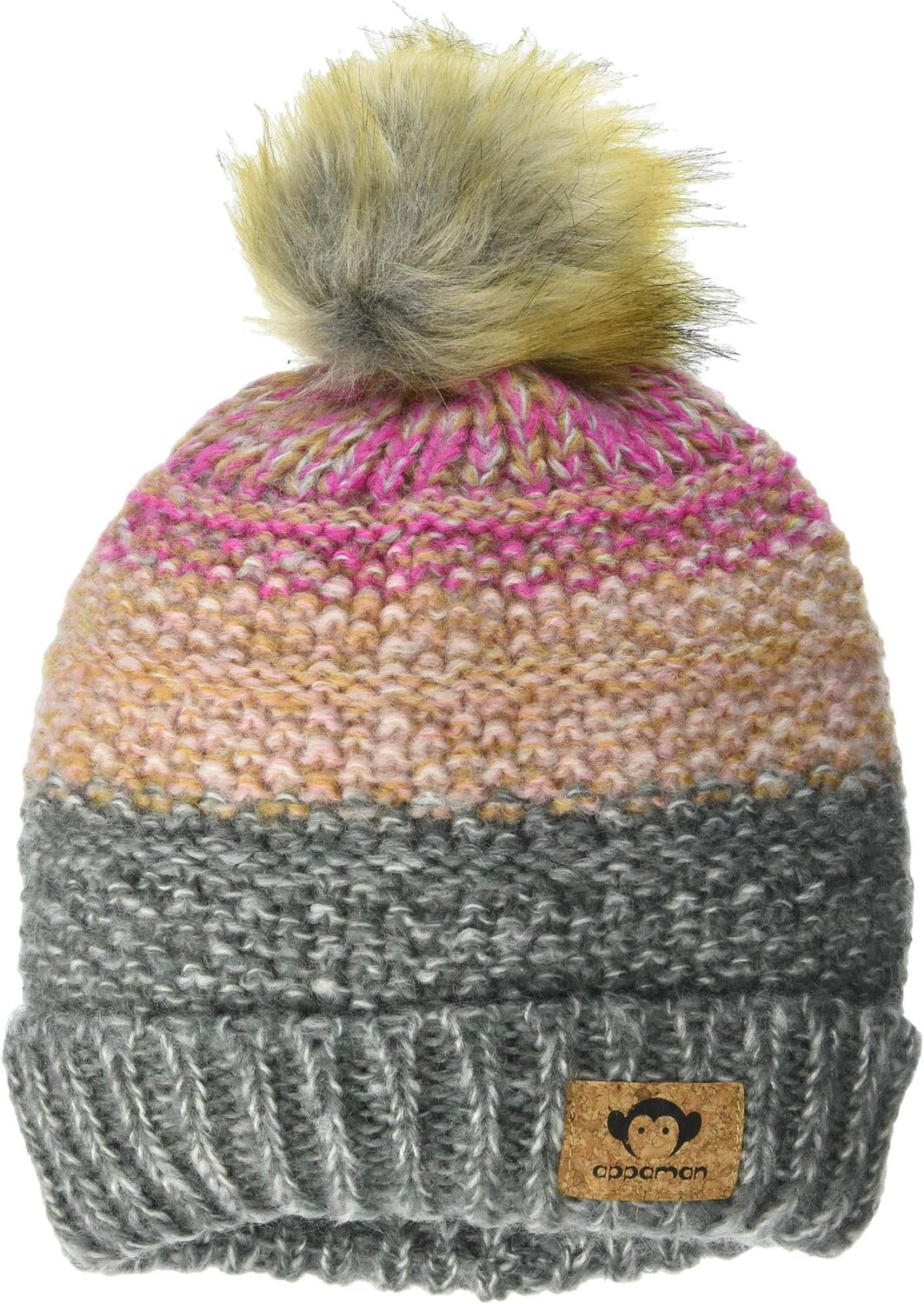 

Шапка Appaman Tricolored Star Beanie w/ Faux Fur Ball, разноцветный