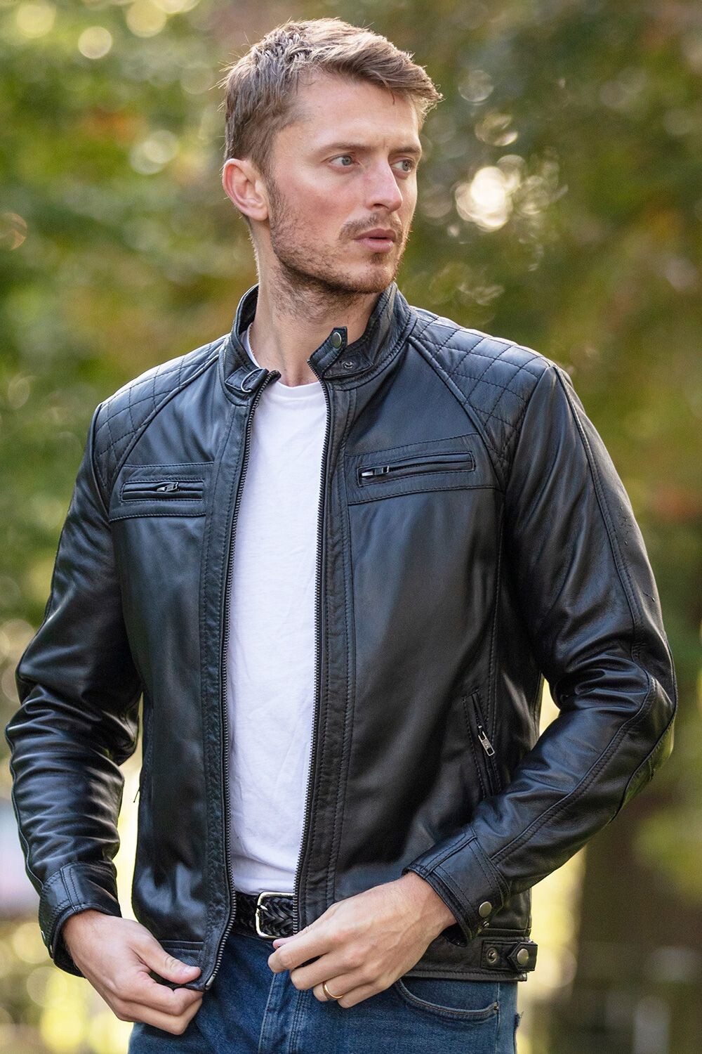 

Байкерская куртка из натуральной кожи 'Bronx' Ashwood Leather, черный