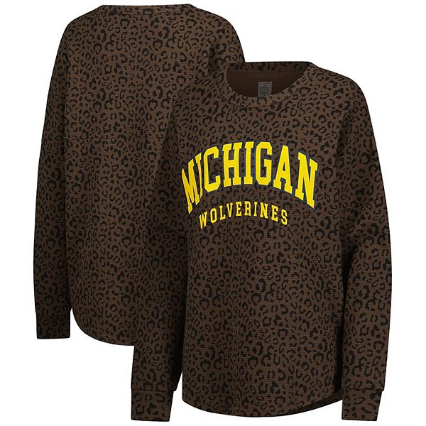 

Женский свитшот Michigan Wolverines леопардовый оверсайз коричневый Gameday Couture