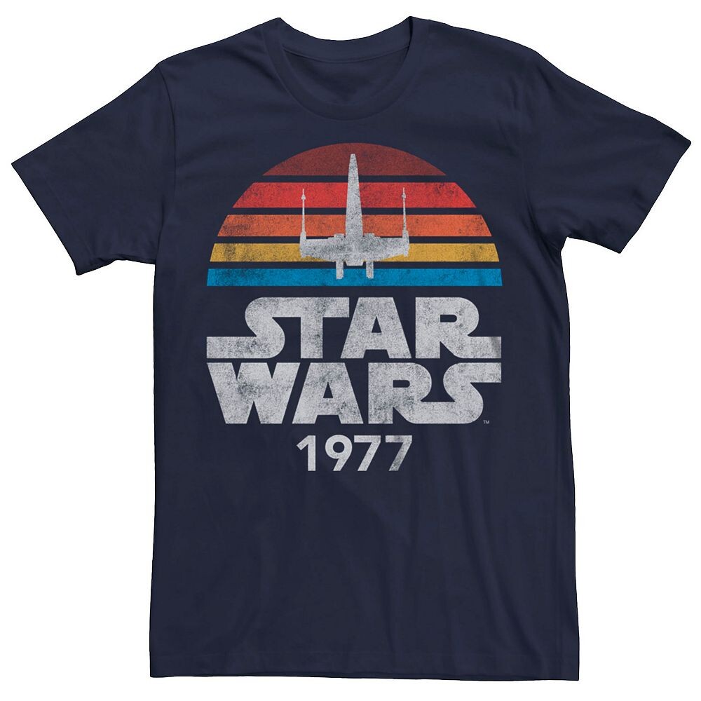 

Мужская футболка с графическим логотипом Star Wars 1977 Rainbow Sun Licensed Character, темно-синий