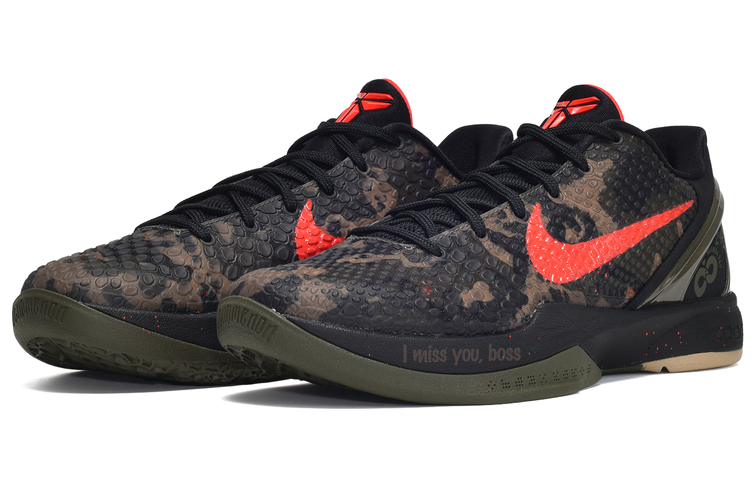 Zoom Kobe 6 CUS ID Supreme Mamba Низкие баскетбольные кроссовки Unisex Черные Красные Nike — фото 3