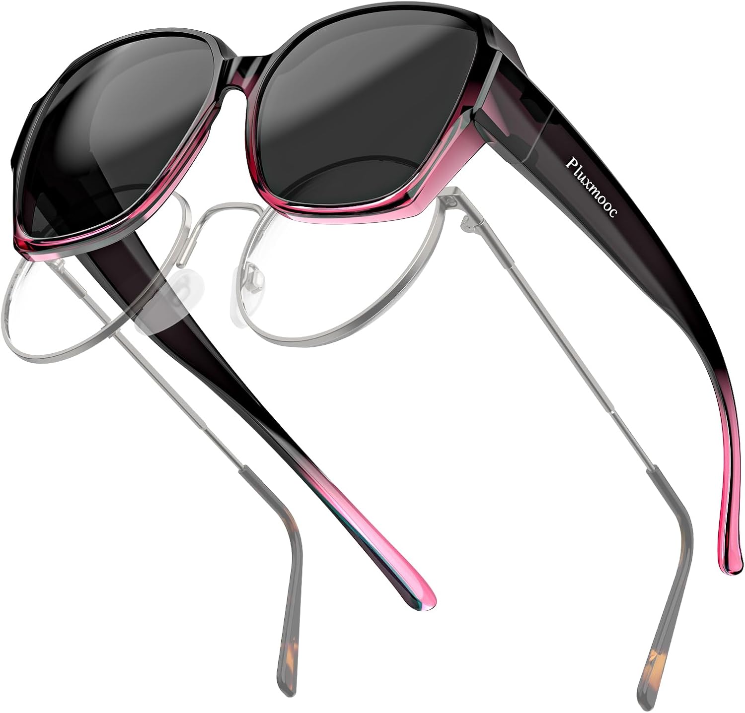 

Солнцезащитные очки, надеваемые поверх очков, для женщин и мужчин, увеличенного размера, поляризованные, для защиты очков с диоптриями UV400 Pluxmooc, 002t3 Glossy Graduated/Black