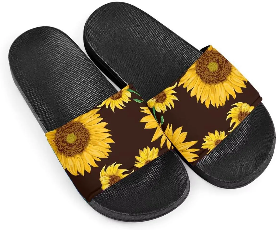 

Женские и девичьи сандалии с узором подсолнухов Howilath, удобные с открытым носком, нескользящие с одной полосой