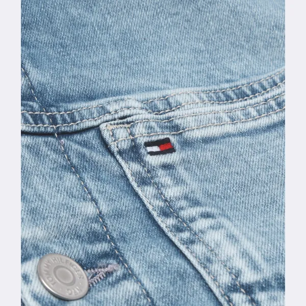 Джинсовая куртка оверсайз темного цвета в стиле дальнобойщика Tommy Hilfiger, синий — фото 3