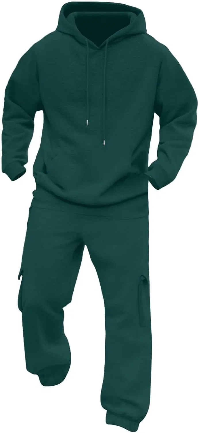 Мужской спортивный костюм из 2 предметов, флисовый, Green — фото 4