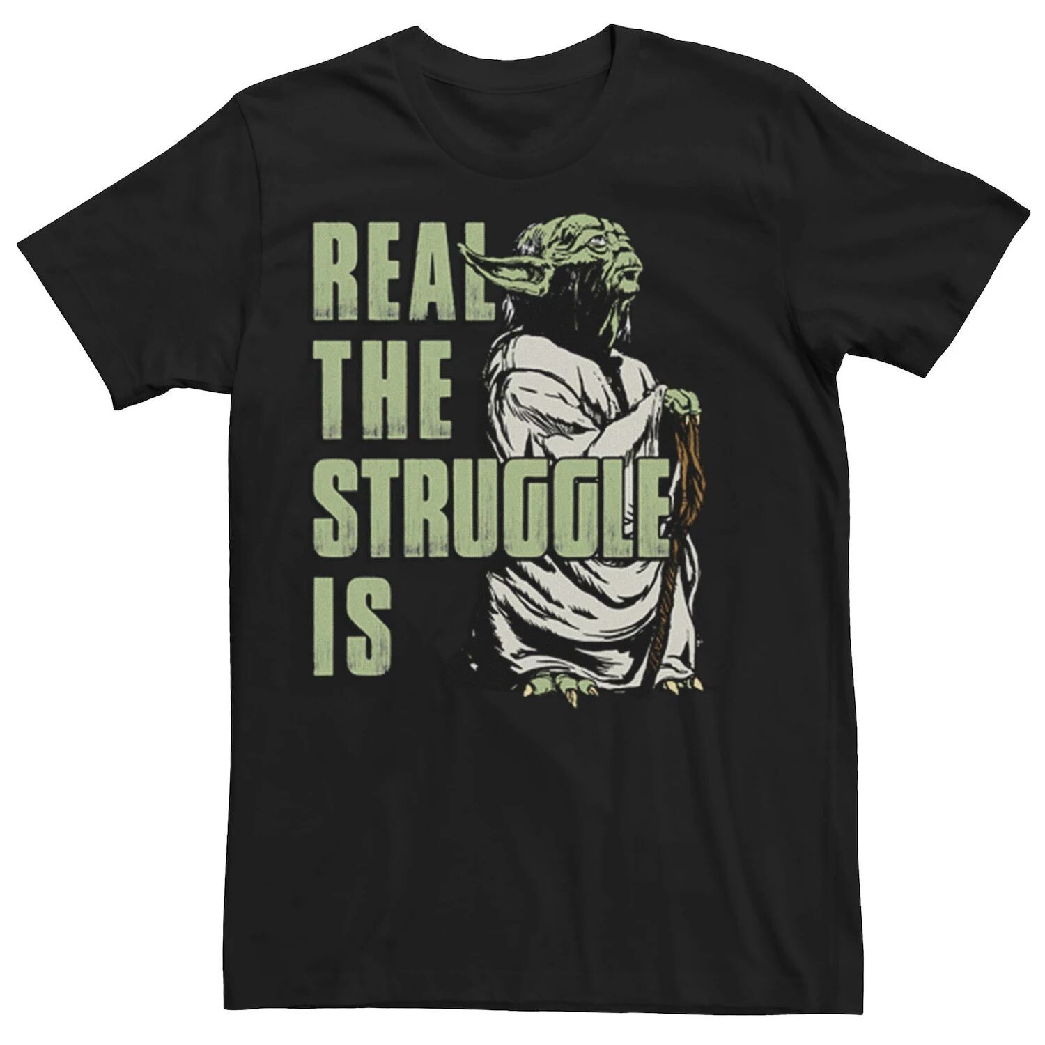 

Мужская футболка Star Wars Yoda Real The Struggle Is Tee, Черная Licensed Character, черный