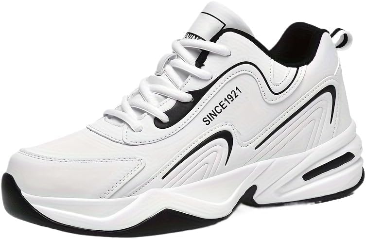 

Мужские модные кроссовки в стиле стритвеар с толстой подошвой для бега и скейтбординга- однотонные, в простом баскетбольном стиле, большой выбор размеров Clolinde, белый