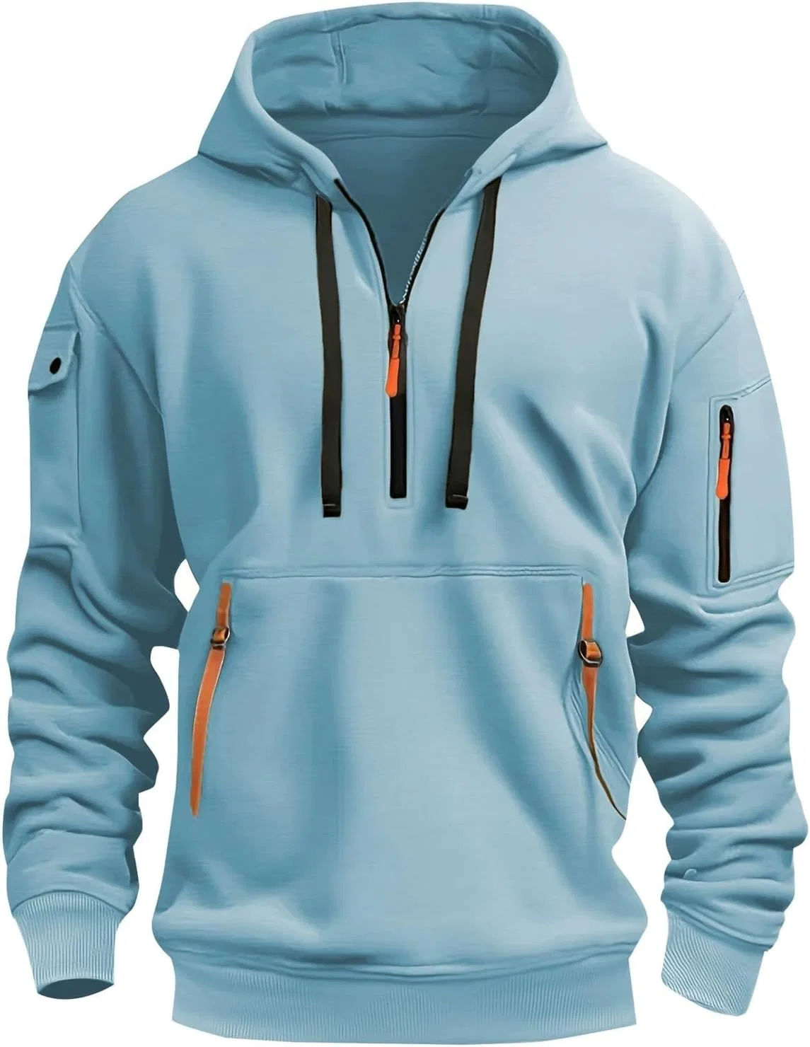 Мужская худи тактическая, карго, на молнии, Generic, D-sky Blue