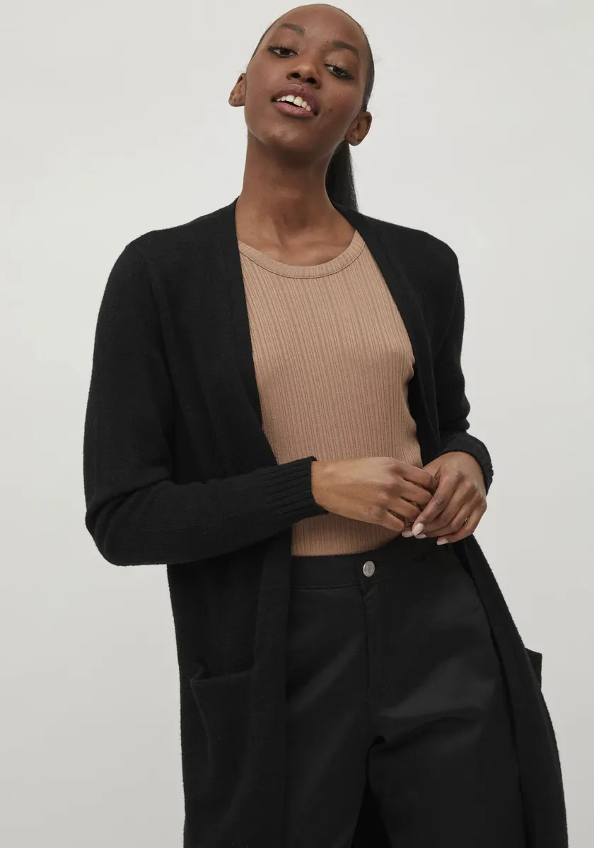 

Длинный кардиган Vila "VIRIL LONG L/S KNIT CARDIGAN - NOOS", длина до колена, черный