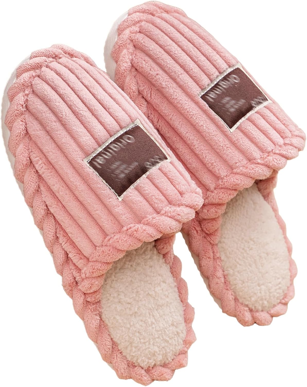 

Домашние тапочки для женщин и мужчин, зимние флисовые теплые пушистые тапочки, нескользящие садовые тапочки, удобные мягкие для дома и улицы, с искусственным мехом, закрытые носки Generic, розовый