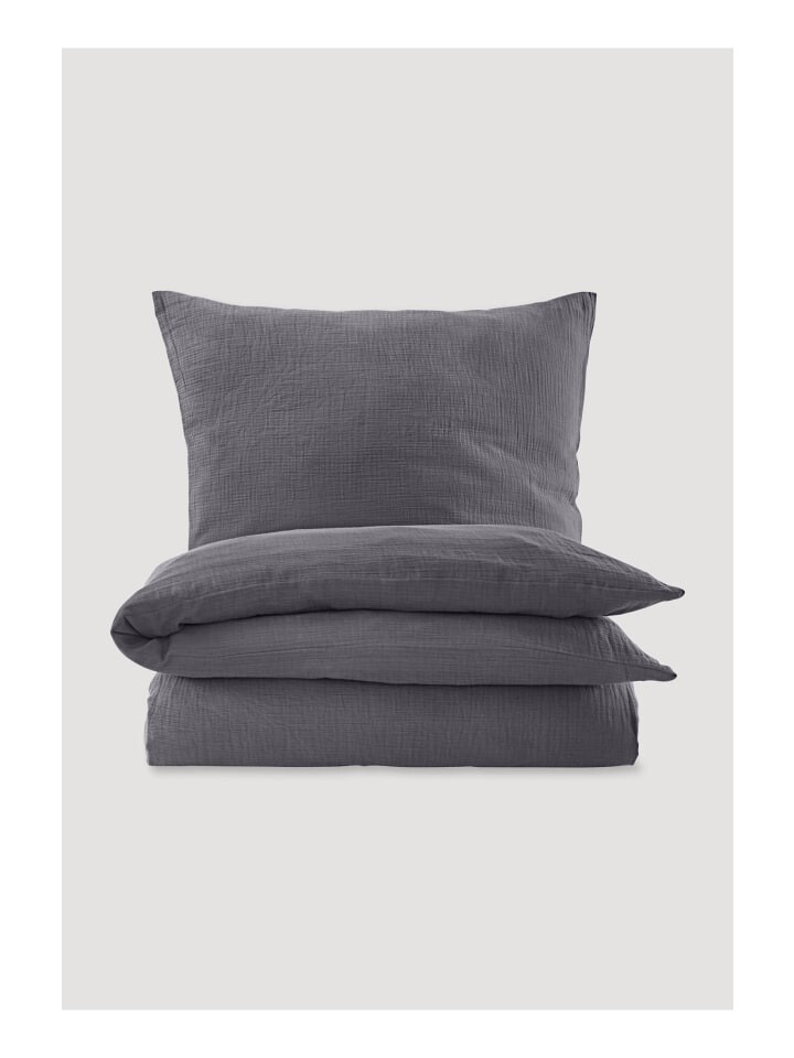 

Постельное белье Hessnatur Musselin Set aus reiner Bio Baumwolle, антрацит
