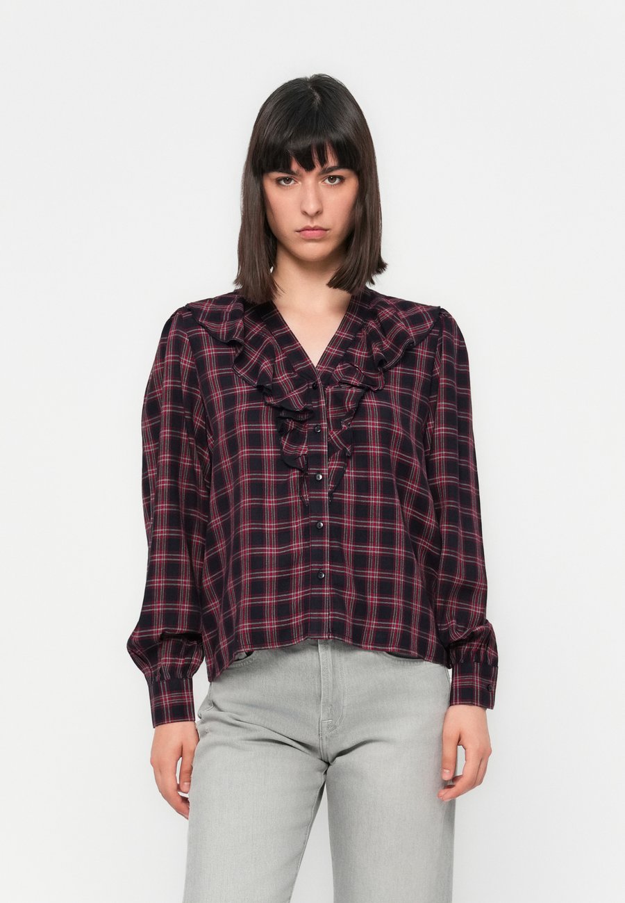 

Блуза JDY JDYSTAY V NECK FRILL SHIRT, Black Iris/Cabernet/Dark Blue