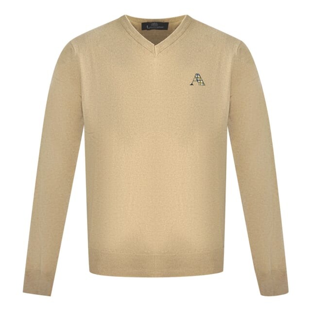 

Свитер с v-образным вырезом и логотипом Aquascutum, бежевый