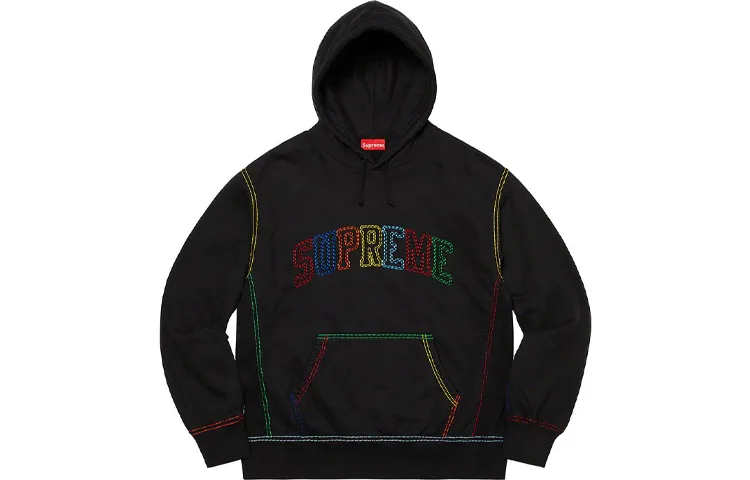 Толстовка с капюшоном и крупной строчкой Supreme, экрю — фото 3