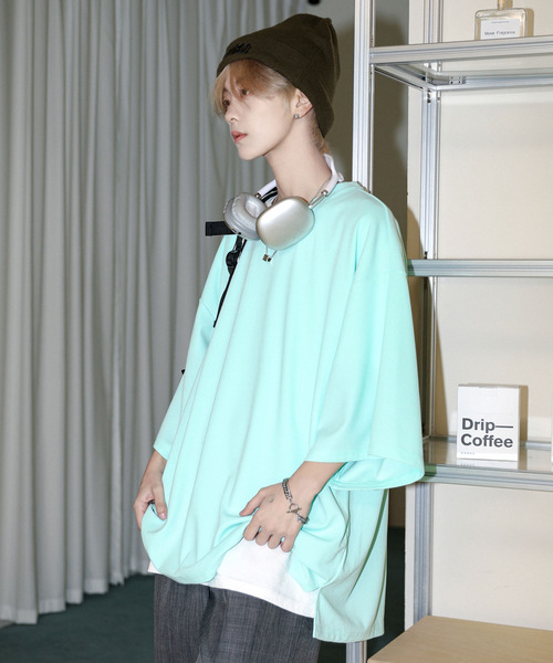 

Футболка свободного кроя с круглым вырезом и боковыми разрезами Neos, мятный