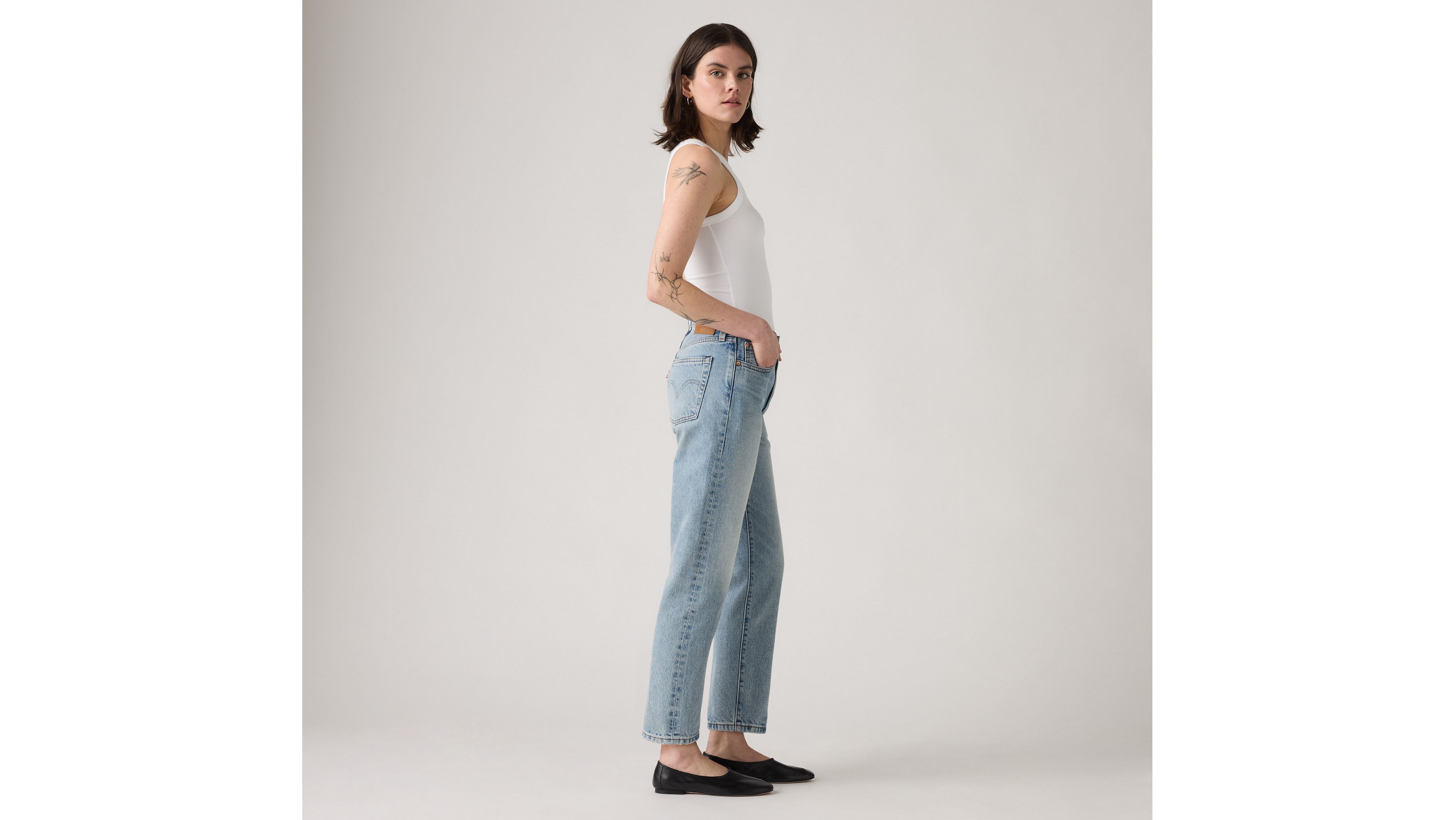 Женские укороченные джинсы 501 Original Selvedge Levi's, What Time - Light Wash — фото 4