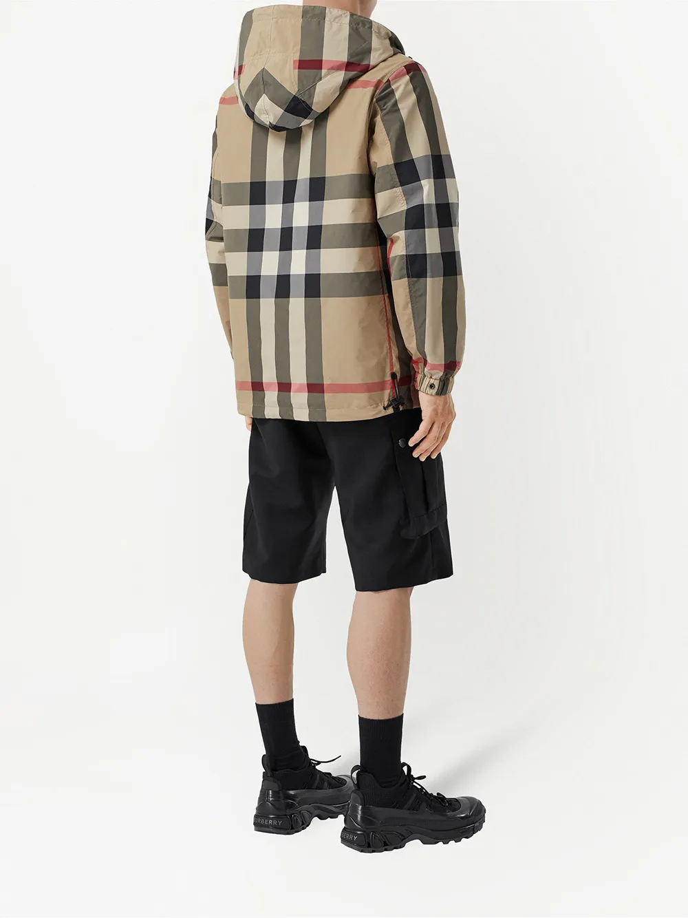 Куртка двусторонняя BURBERRY с капюшоном, в клетку, черный — фото 4