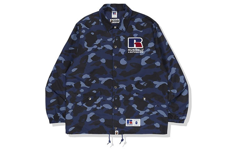 BAPE X Russell Color Camo College Coach куртка синяя A Bathing Ape, красный — фото 2