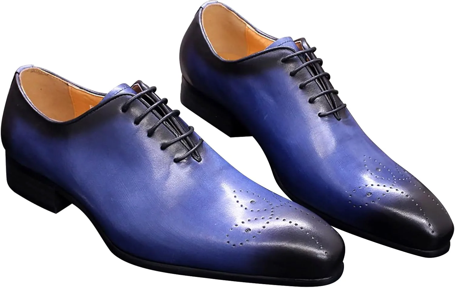 

Мужские оксфорды Santimon, официальная обувь из натуральной кожи, ручной работы, дерби, повседневные броги, оксфорды, смокинговая модная обувь для прогулок для мужчин, синий