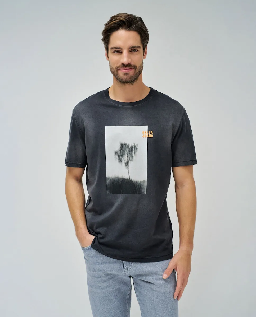 

Мужская футболка с фотопринтом короткий рукав Salsa Jeans, черный